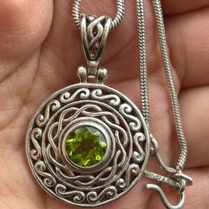 Vintage Celtic Necklace Sterling Silver & Peridot Gift for Her